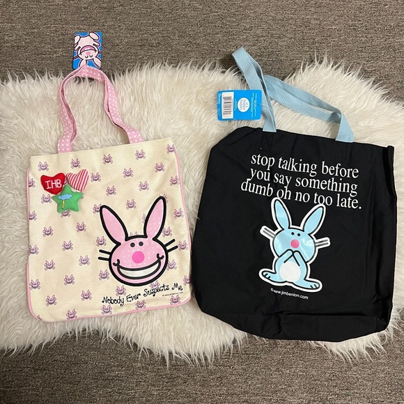 JIM BENTON IT'S HAPPY BUNNY TOTE BAG IHB TOTE BAG SET - Picture 1 of 6